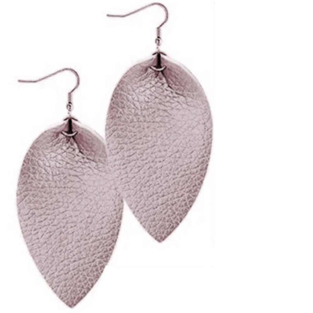 Handmade Vegan Leather Leaf Dangle Set NWT